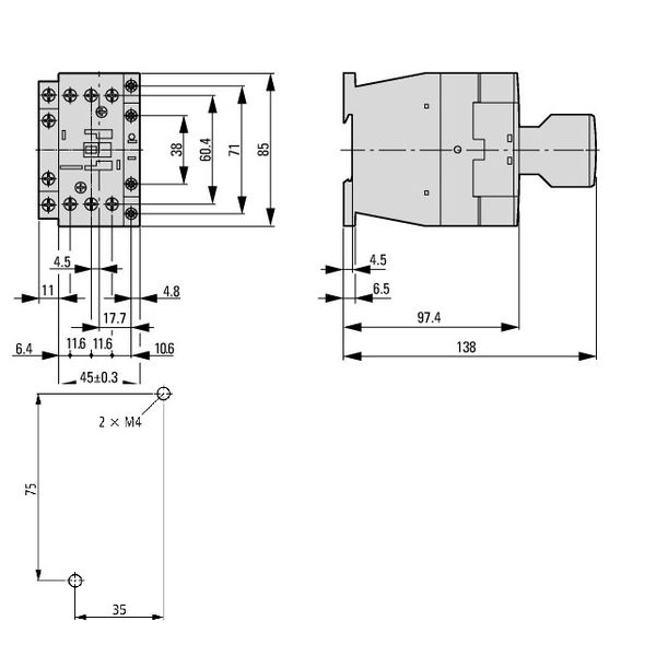 Contactor 7.5kW/400V/18A, 1 NO, coil 110VAC image 2