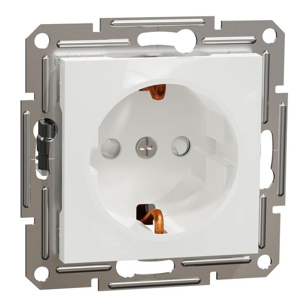 Asfora - single socket outlet with side earth - 16A shutters white w/o frame image 3