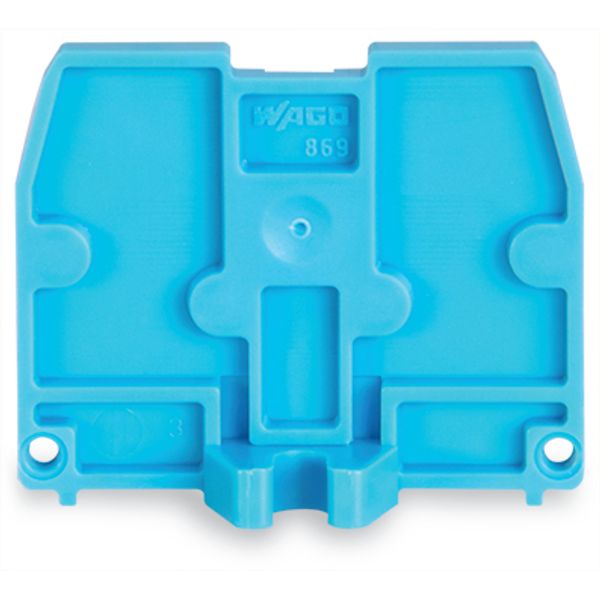 End plate with fixing flange M3 2.5 mm thick blue image 5