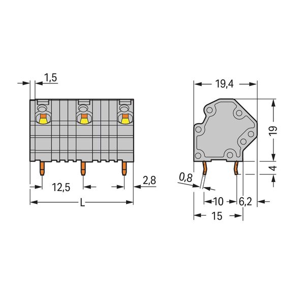 PCB terminal block 4 mm² Pin spacing 12.5 mm gray image 2