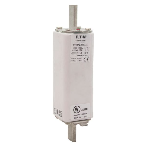 Fuse-link, high speed, 125 A, DC 1500 V, 01XL, 43 x 193 mm, gPV, IEC, UL, with indicator image 8