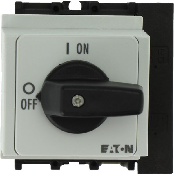 On-Off switch, P1, 40 A, service distribution board mounting, 3 pole, 1 N/O, 1 N/C, with black thumb grip and front plate image 1