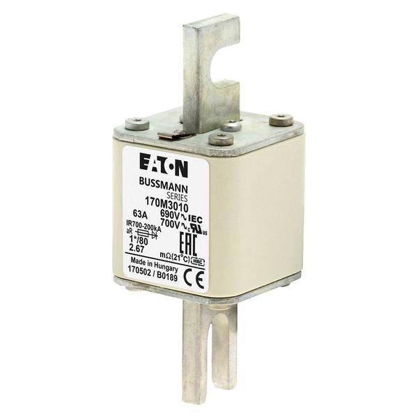 Fuse-link, high speed, 50 A, AC 690 V, compact DIN 1, 45 x 45 x 104 mm, aR, DIN, IEC, single indicator image 11