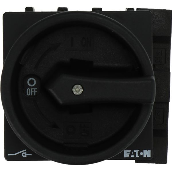 Main switch, P1, 40 A, flush mounting, 3 pole, 1 N/O, 1 N/C, STOP function, With black rotary handle and locking ring, Lockable in the 0 (Off) positio image 1