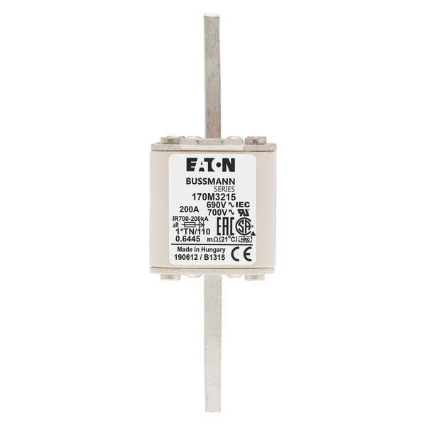 Fuse-link, high speed, 200 A, AC 690 V, compact DIN 1, 45 x 58 x 134 mm, aR, DIN, IEC, single indicator, 80 mm centres image 13