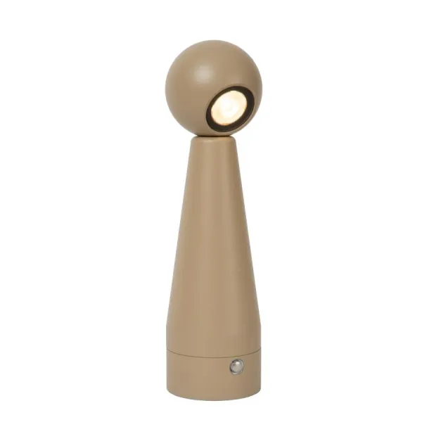 Lucide IPSOS - Rechargeable Table Lamp - Battery - LED Dim to warm - 1x3W 3000K/3200K - Taupe image 1