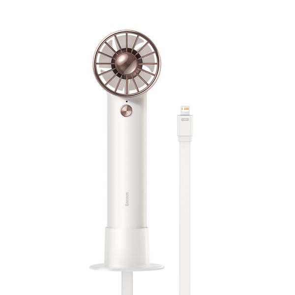 Portable Mini Fan 4000mAh with Built-in Lightning Cable, White image 6