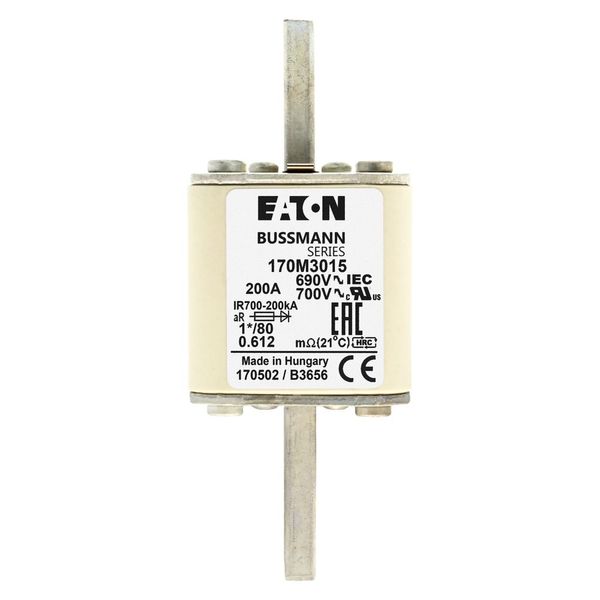 Fuse-link, high speed, 200 A, AC 690 V, compact DIN 1, 45 x 45 x 104 mm, aR, DIN, IEC, single indicator image 7