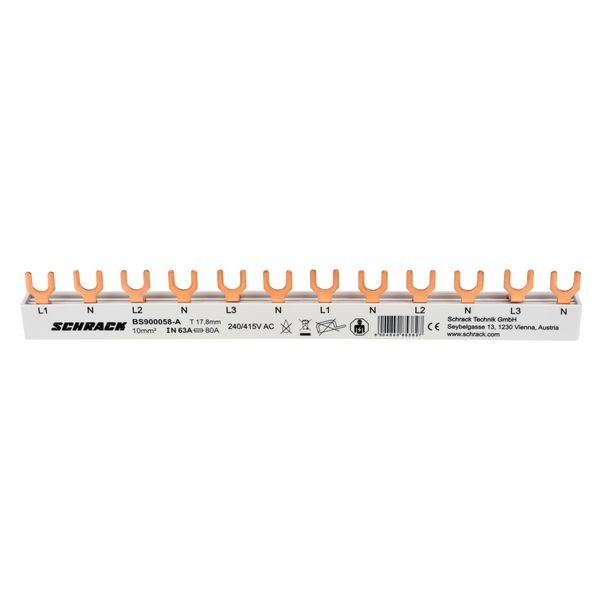 Busbar, 6 x MCB 1+N, 4-pole, 12MW, 10mmý image 1