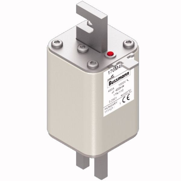 Fuse-link, high speed, 450 A, AC 1000 V, DIN 1, 51 x 69 x 138 mm, aR, DIN, IEC, type T indicator image 3