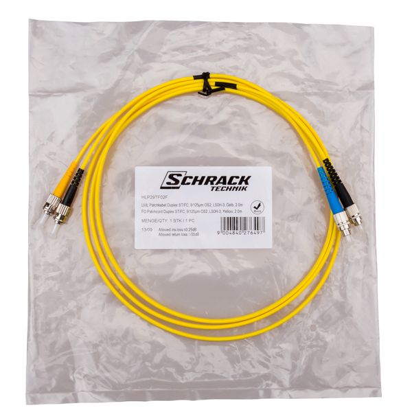 FO Patchcord Duplex ST/FC, 9/125æm OS2, LS0H-3, yellow, 2.0m image 2