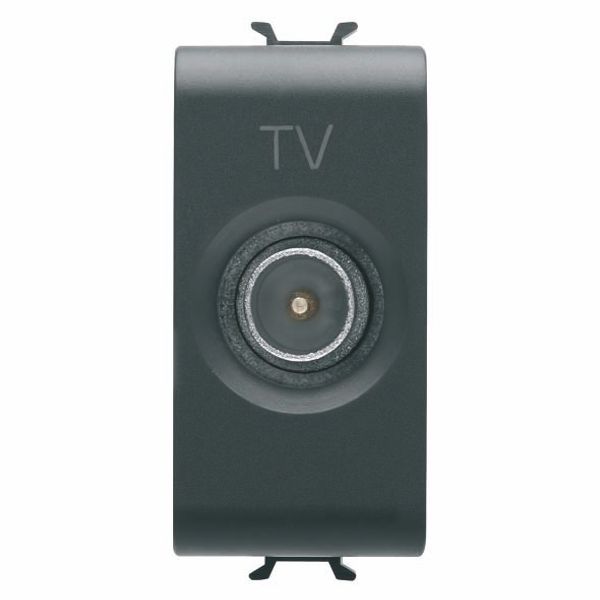 COAXIAL TV SOCKET-OUTLET, CLASS A SHIELDING - IEC MALE CONNECTOR 9,5mm - FEEDTHROUGH 5 dB - 1 MODULE - SATIN BLACK - CHORUSMART image 2