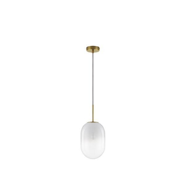 Brass Gold Metal  & Gradient White Glass  LED E14 1x5 Watt 230 Volt  IP20 Bulb Excluded  D: 18 H: 120 cm Adjustable Height image 1