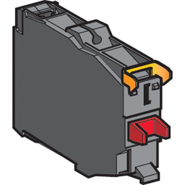 Harmony XB4, Double contact block, silver alloy, screw clamp terminal, 1 NO + 1 NC image 1