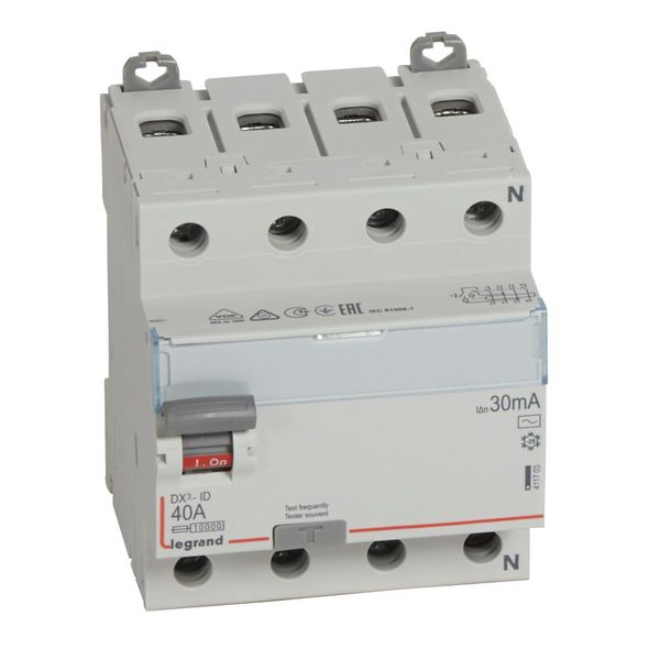 RCD DX³-ID - 4P - 400 V~ neutral right hand side - 40 A - 30 mA - AC type image 1
