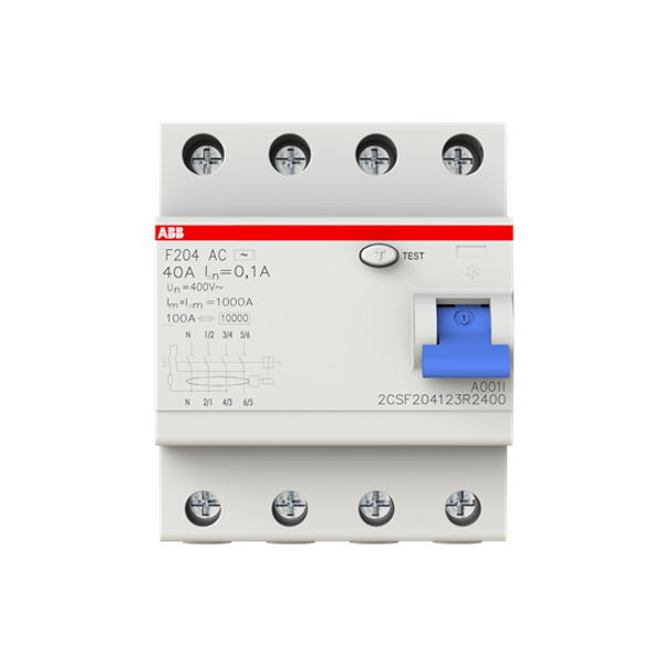 F204 A-40/0.1-L Residual Current Circuit Breaker 4P A type 100 mA image 4