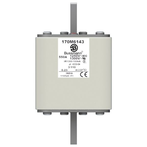 Fuse-link, high speed, 2200 A, AC 550 V, size 3, 91 x 76 x 52 mm, aR, IEC, single indicator image 1