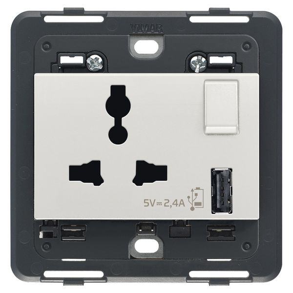 2P+E 13A SICURY socket multistd USBA Nex image 1