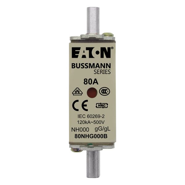 Fuse-link, LV, 80 A, AC 500 V, NH000, gL/gG, IEC, dual indicator, live gripping lugs image 9