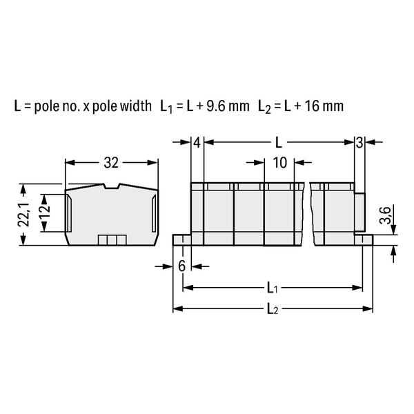 4-conductor terminal strip without push-buttons suitable for Ex e II a image 2