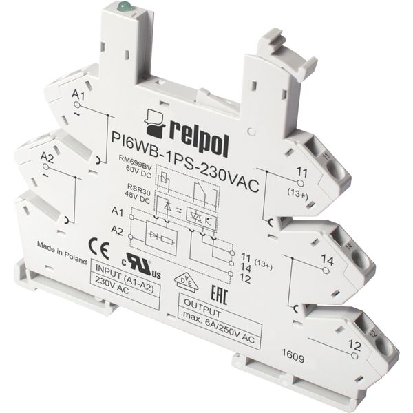 Relay socket with spring cage clamps for RM699BV and RSR30 - Input: 12/24VDC, width: 6,2mm image 1