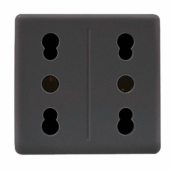 ITALIAN STANDARD DOUBLE SOCKET-OUTLET 250V ac - 2X2P+E 16A DUAL AMPERAGE - P11-P17 - 2 MODULES - SYSTEM BLACK image 2
