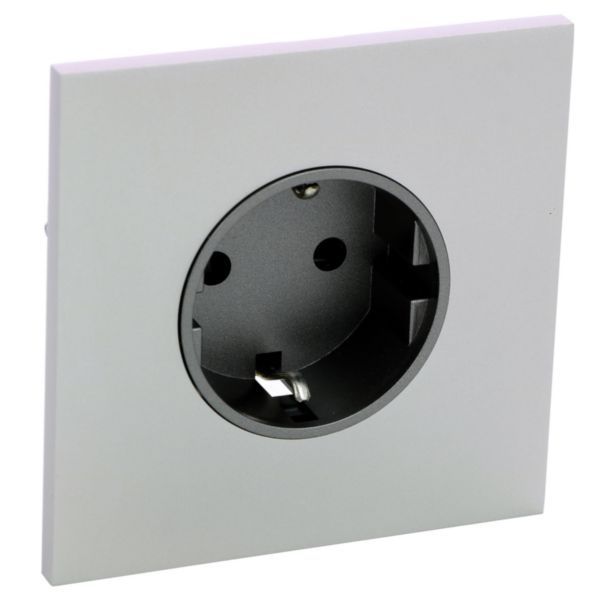 Art d'Arnould univers Epure single standard schuko power socket 2P+E 16A 250V - Satin steel image 1