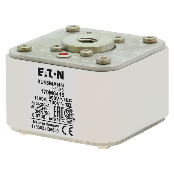 Fuse-link, high speed, 1100 A, AC 690 V, size 3, aR, IEC, UL, single indicator image 12