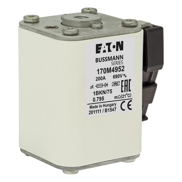 Fuse-link, high speed, 200 A, AC 1000 V, size 1, 52 x 69 x 74 mm, aR, IEC, UL, single indicator image 9