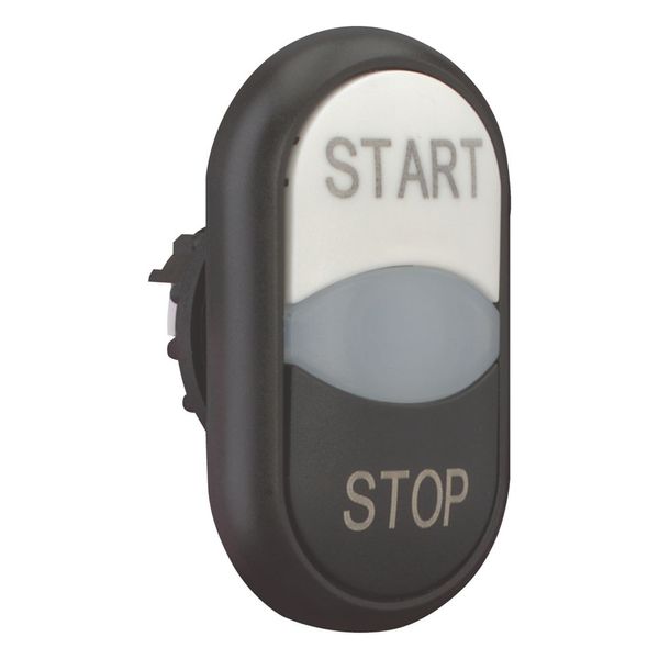 Double actuator pushbutton, RMQ-Titan, Actuators and indicator lights non-flush, momentary, White lens, white, black, inscribed, Bezel: black, START/S image 7