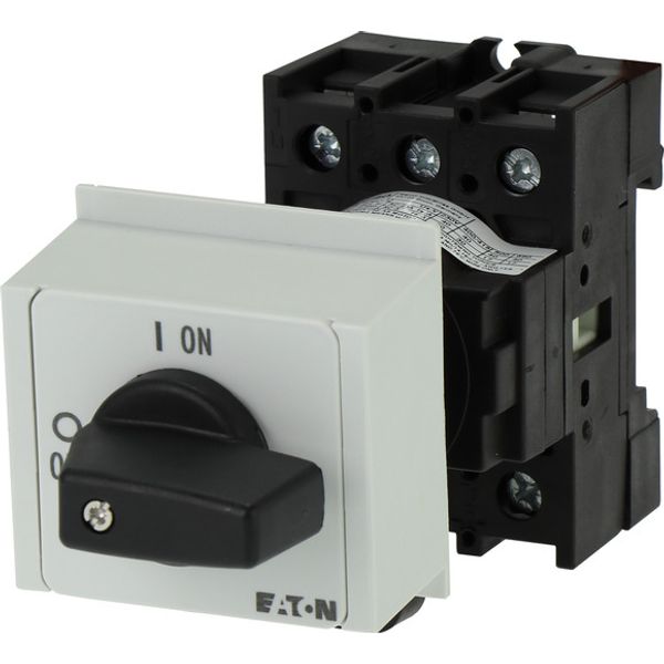 On-Off switch, P1, 40 A, service distribution board mounting, 3 pole, with black thumb grip and front plate image 3