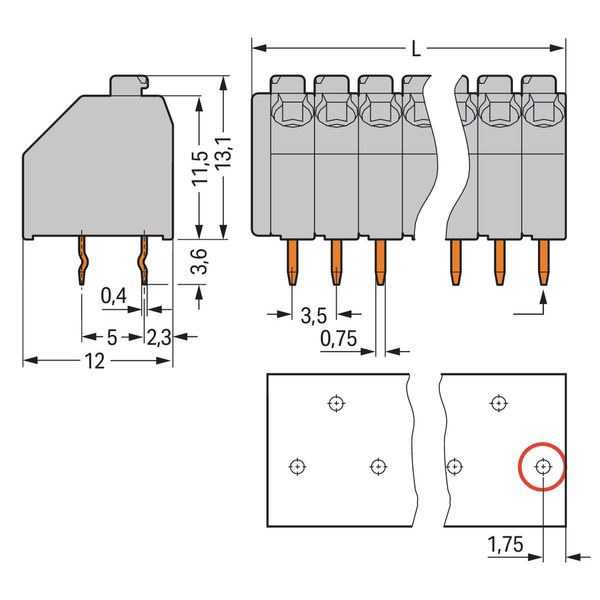 PCB terminal block push-button 1.5 mm² orange image 1