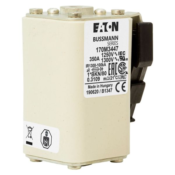 Fuse-link, high speed, 350 A, AC 1250 V, compact size 1, 45 x 59 x 81 mm, aR, IEC, UL, type K indicator, flush end, M8 image 8