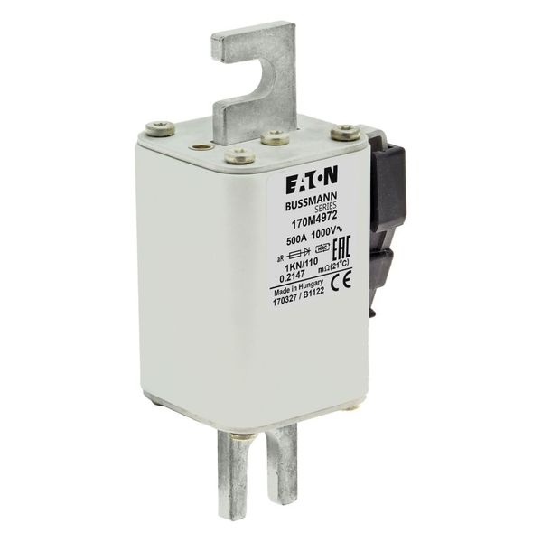 Fuse-link, high speed, 500 A, AC 1000 V, DIN 1, 51 x 69 x 138 mm, aR, DIN, IEC, type K indicator image 17