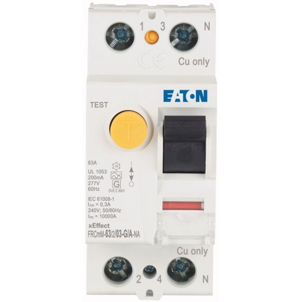 Residual current circuit breaker (RCCB), 63A, 2p, 300mA, type G/A image 2