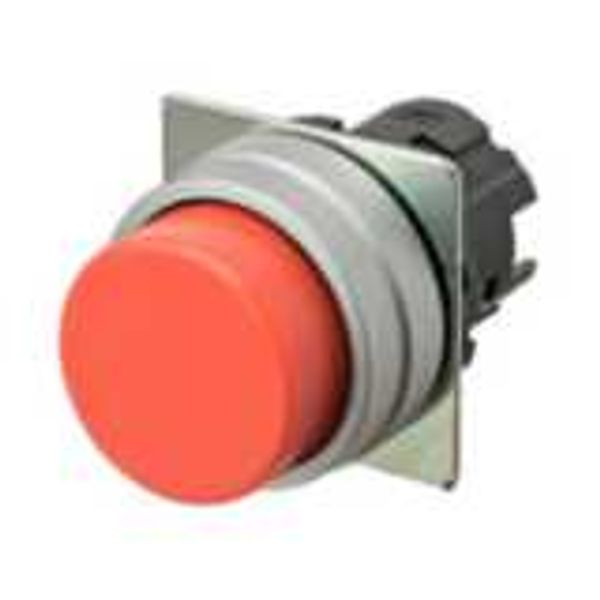 Pushbutton A22NZ 22 dia., bezel brushed metal, projected, momentary, c image 1