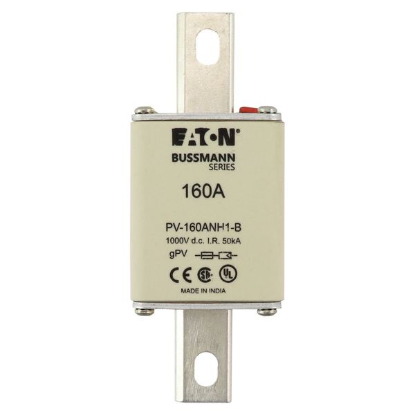 Fuse-link, high speed, 160 A, DC 1000 V, NH1, gPV, UL PV, UL, IEC, dual indicator, bolted tags image 12