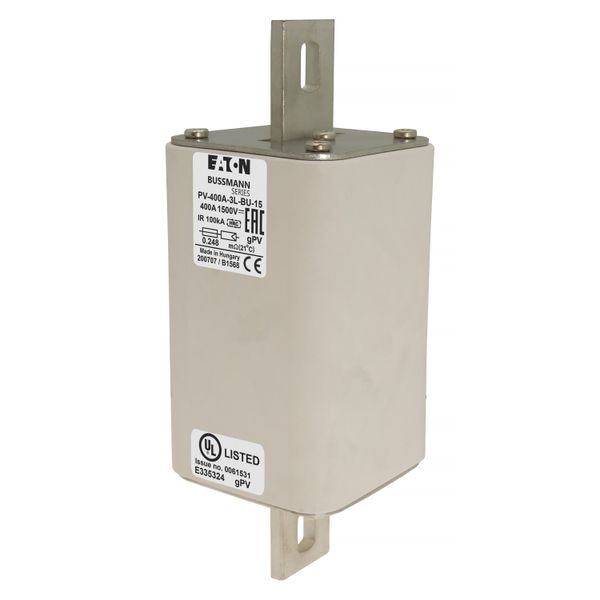 Fuse-link, high speed, 400 A, DC 1500 V, 3L, 75 x 205 mm, gPV, IEC, UL, without indicator, bolted contacts image 11