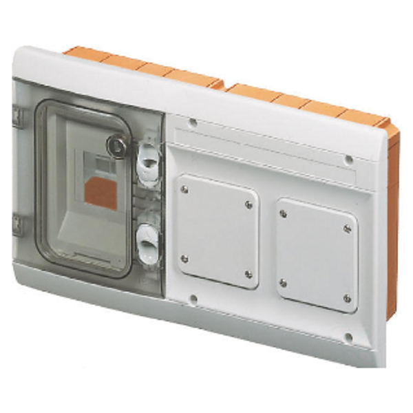 FLUSH-MOUNTING COMBINATION BOARD FITTED FOR MODULAR DEVICES AND 2 FLANGES - 4MODULES + IP55 GREY RAL7035 image 1
