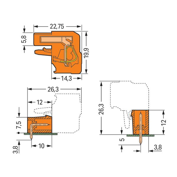 1-conductor female connector, angled CAGE CLAMP® 2.5 mm² orange image 4