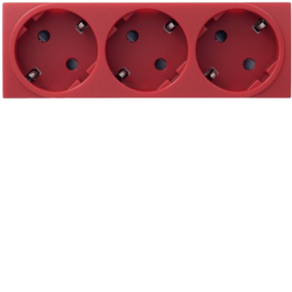 Systo Triple socket Schuko Red image 1