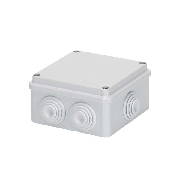JUNCTION BOX WITH PLAIN SCREWED LID - IP55 - INTERNAL DIMENSIONS 100X100X50 - WALLS WITH CABLE GLANDS - GREY RAL 7035 image 2