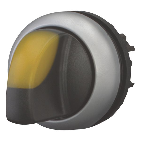 Illuminated selector switch actuator, RMQ-Titan, With thumb-grip, momentary, 3 positions, yellow, Bezel: titanium image 3