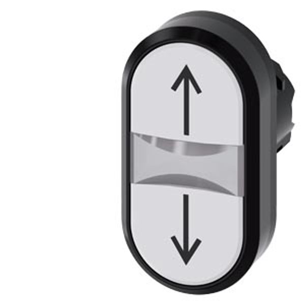 Illuminated twin pushbutton, 22 mm, round, plastic, white: arrow pointing up, white: arrow pointing down, pushbuttons, flat, Z=50-unit packaging image 1