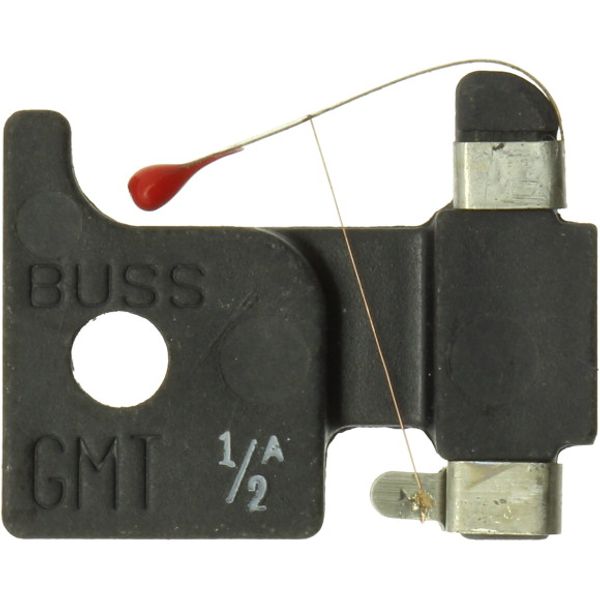 Eaton Bussmann series GMT telecommunication fuse, Color code red, 125 Vac, 60 Vdc, 0.5A, Non Indicating, Fast-acting, Tin-plated beryllium copper terminal image 1