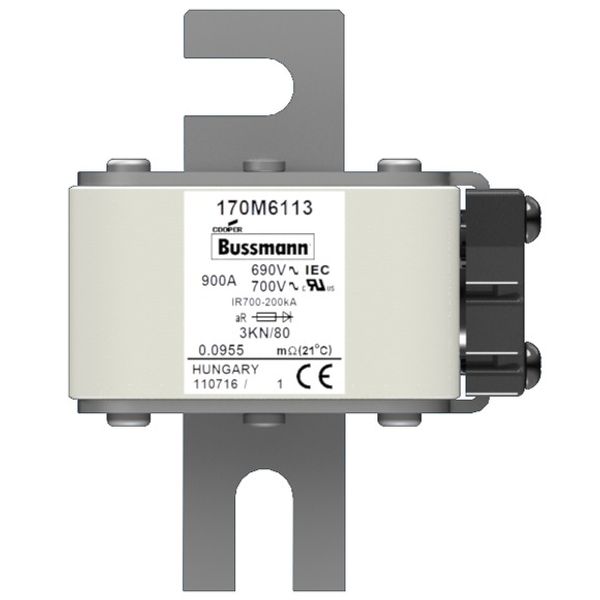 Fuse-link, high speed, 500 A, AC 690 V, DIN 3, 76 x 92 x 109 mm, aR, DIN, IEC, single indicator image 1