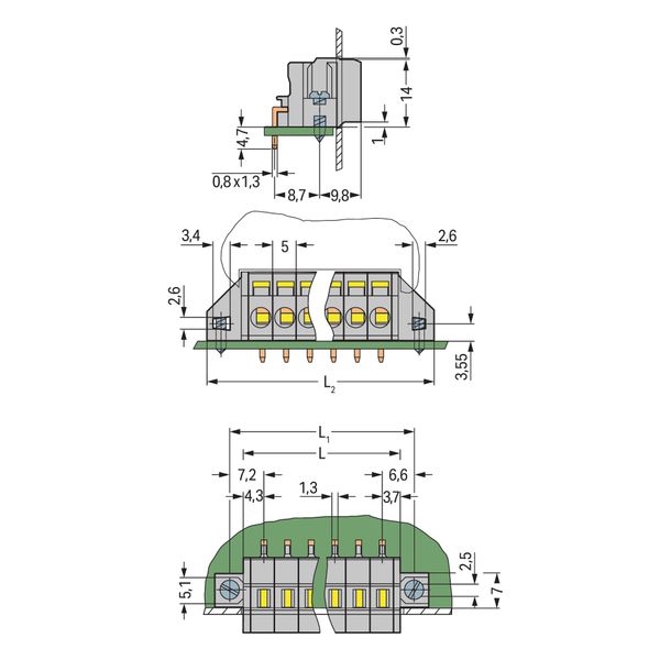 PCB terminal block 2.5 mm² Pin spacing 5 mm gray image 1