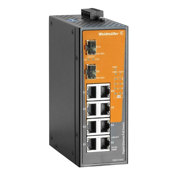 PoE switch, unmanaged PoE, Gigabit Ethernet, 8x RJ45 10/100/1000 BaseT image 1