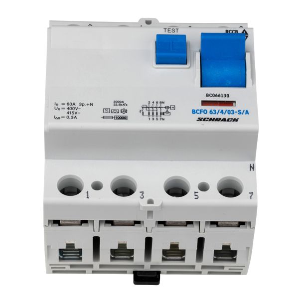Residual current circuit breaker 63A, 4-p, 300mA, type S, A image 2