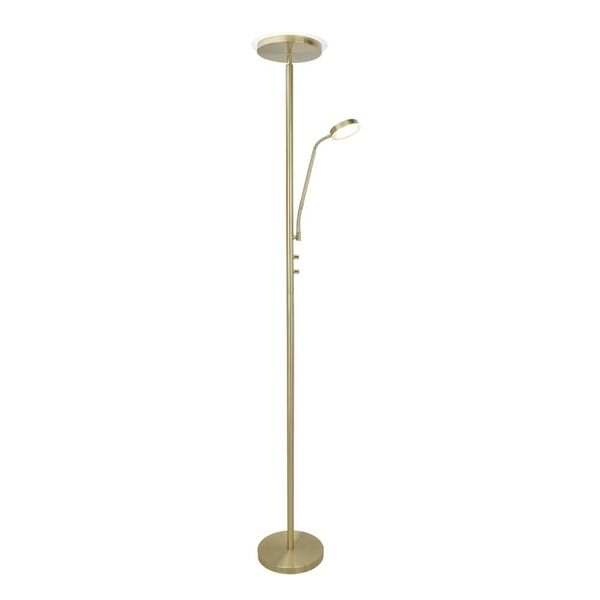 Teo Dimmable LED Floor Lamp 18.5W and Reading Light 4.5W Antique Brass image 1